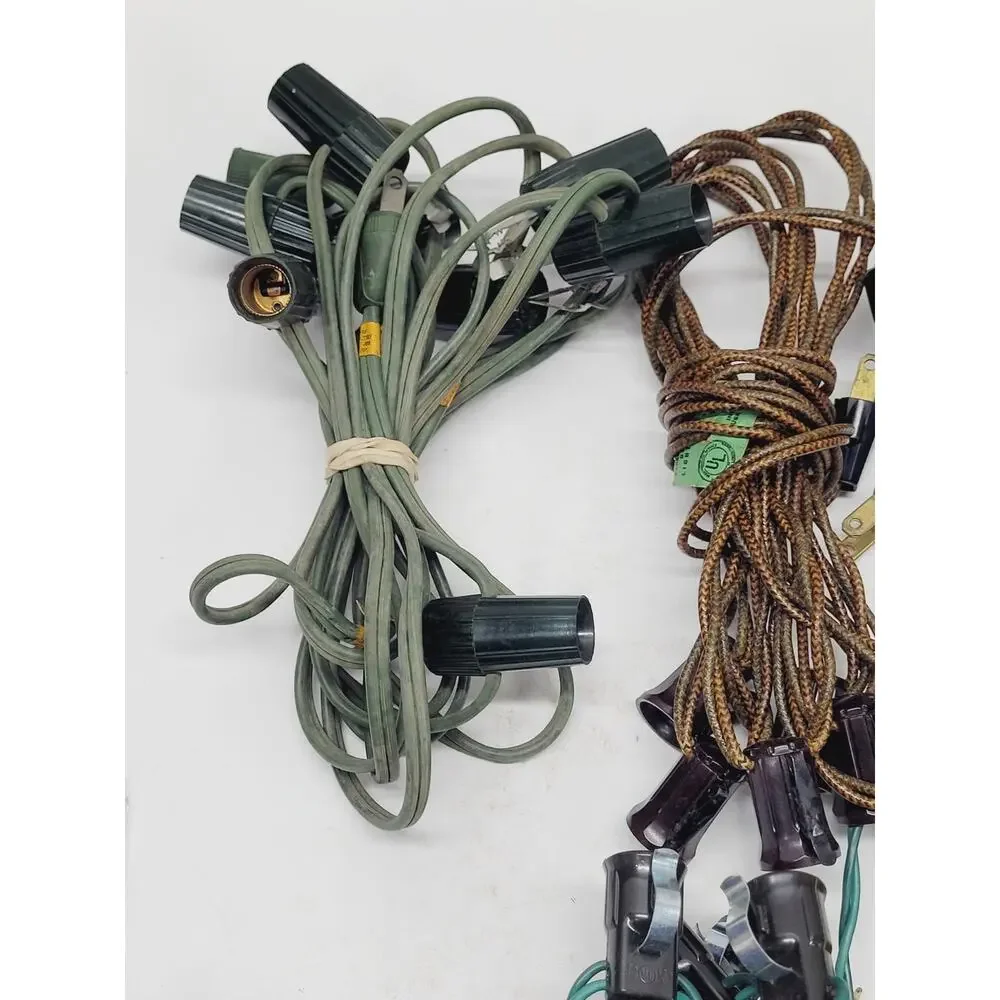 7 Vintage Christmas Light Strings C7 Green Wire Corn Mixed Lot No Bulbs Tested